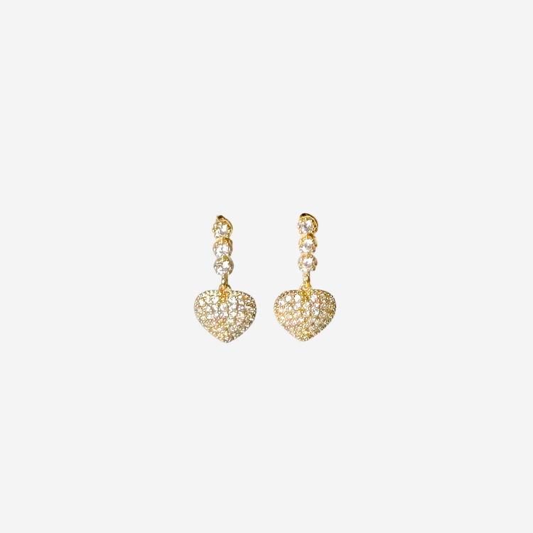 Theia Pave Small Heart Drop Earrings