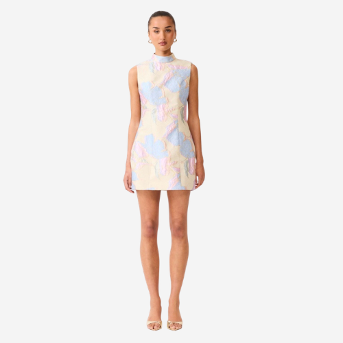 Marlene Shift Mini Dress- Gold Multi