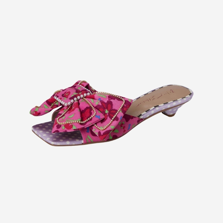 Aylah Kitten Heel- Pink Floral