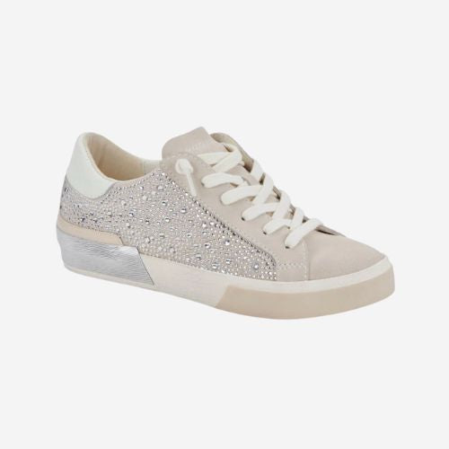 Zina Crystal Sneaker- Ivory Suede