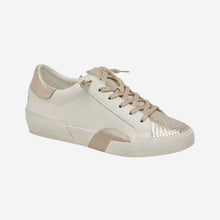Load image into Gallery viewer, Zina Sneaker- White/ Gold Leather
