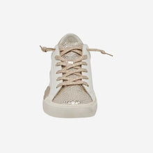 Load image into Gallery viewer, Zina Sneaker- White/ Gold Leather
