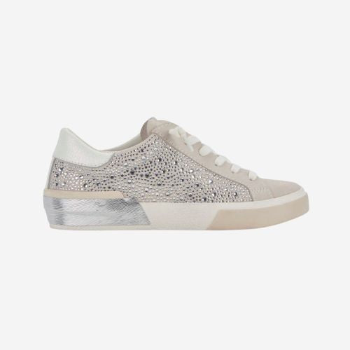 Zina Crystal Sneaker- Ivory Suede