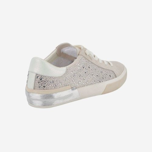 Zina Crystal Sneaker- Ivory Suede