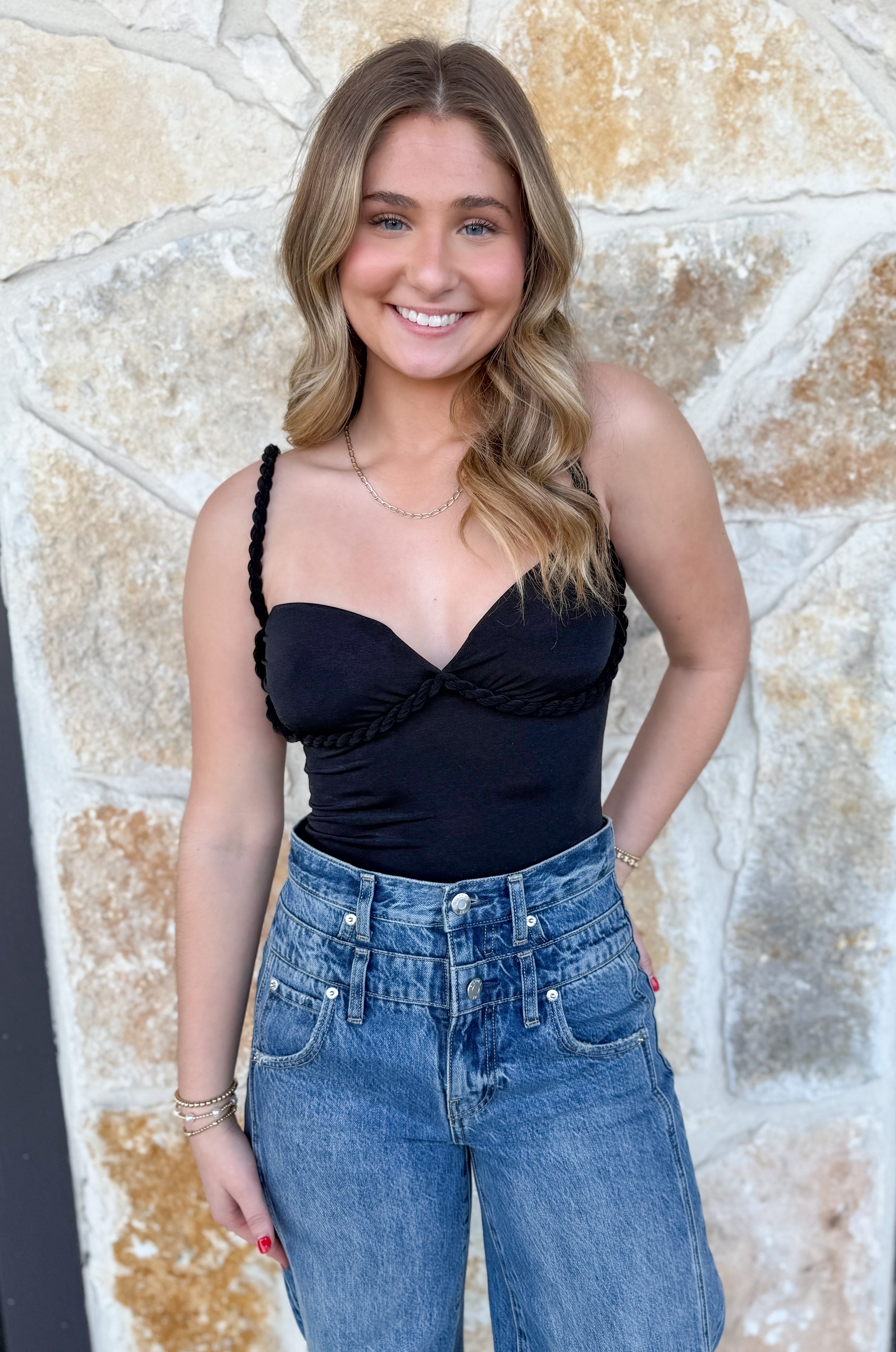 Braid Strap Bustier Bodysuit