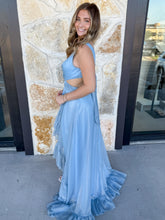 Load image into Gallery viewer, Ieena Cut Out High Low Ruffle Gown

