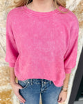 Julia Short Sleeve Sweater- Dragonfruit