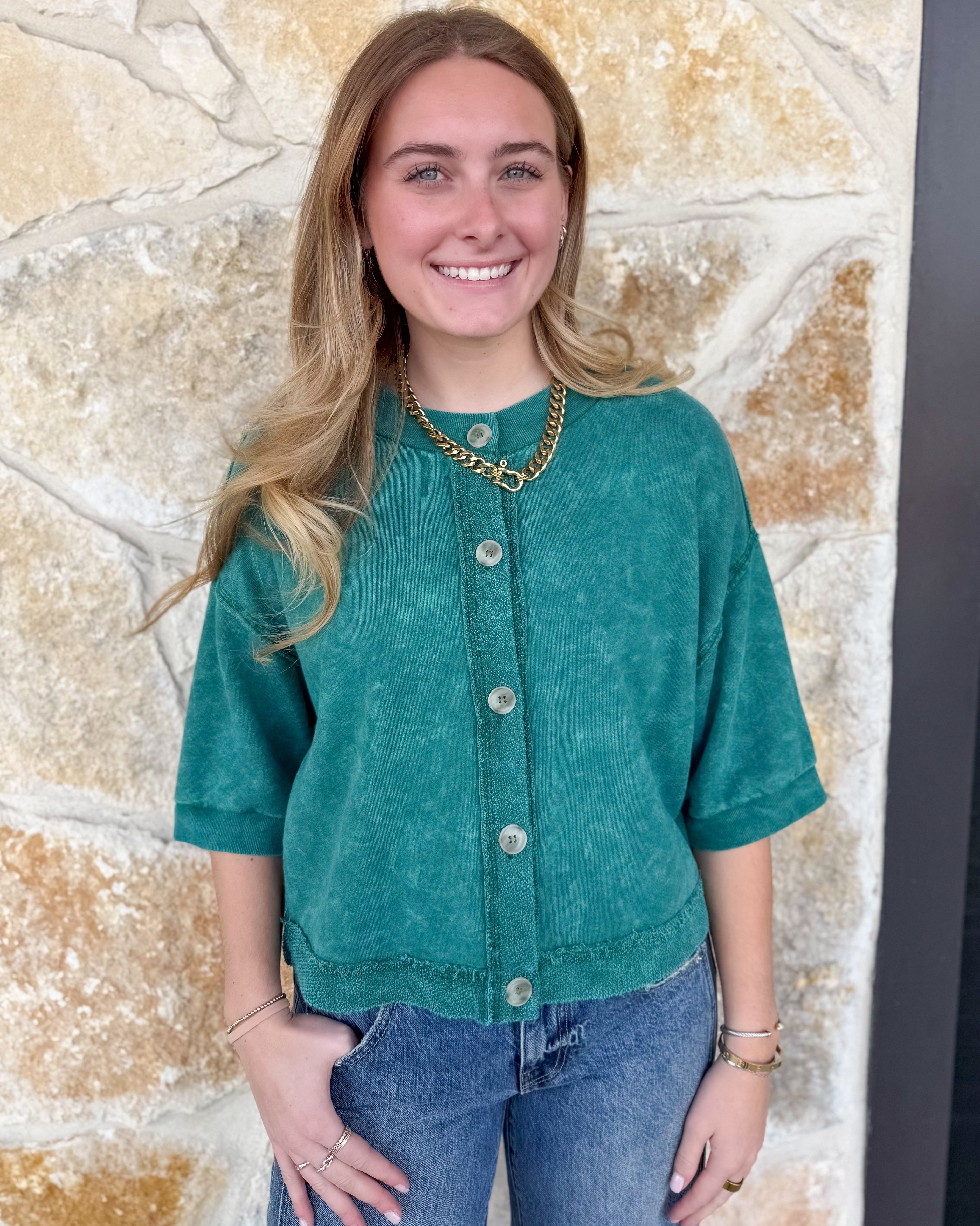 Marlow Cardigan Top- Green
