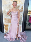 Strapless Side Drape Dress- Blush