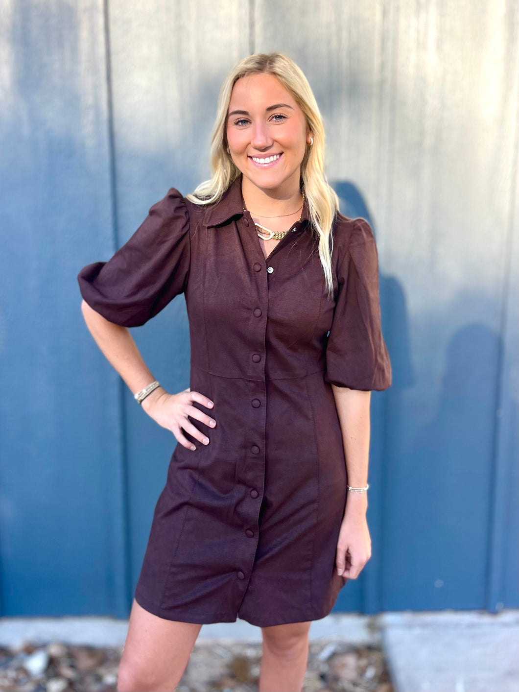 Poplin Exaggerated Sleeve Dress