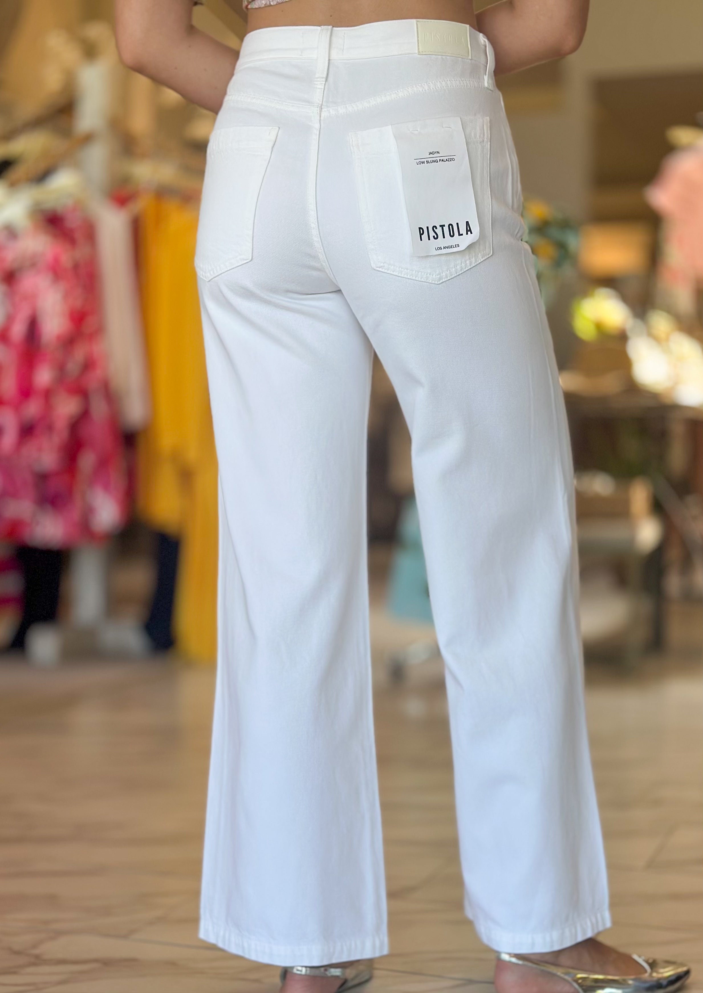Jadyn Low Slung Palazzo Jean- Vivid White