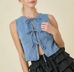 Denim Tie Vest