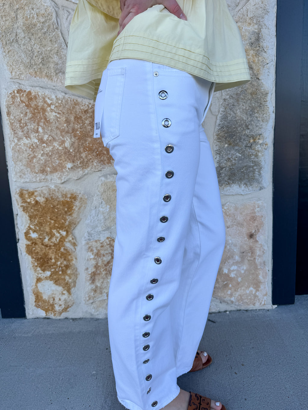 Lexi Mid Rise Bowed Straight Leg Jean- Vivid White