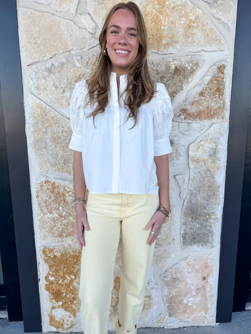 Lexi Mid Rise Bowed Straight Leg- Day Glow