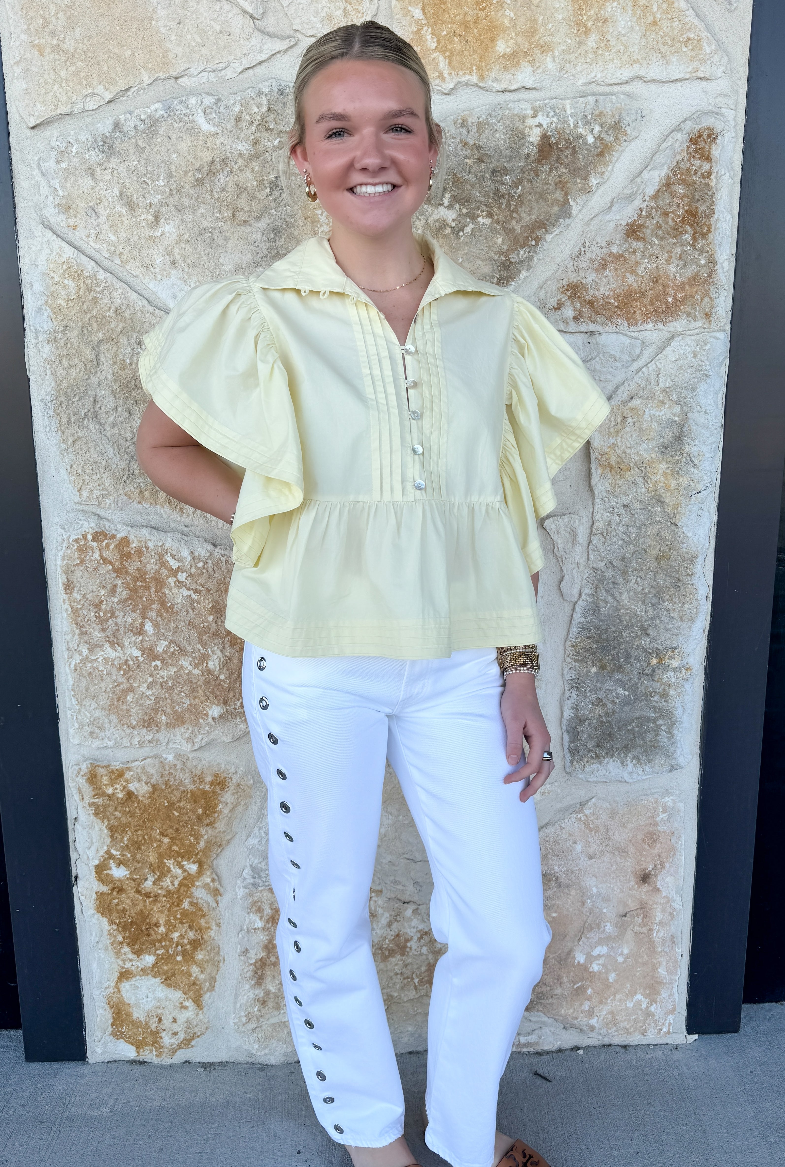 Lexi Mid Rise Bowed Straight Leg Jean- Vivid White