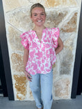 Floral Ruffle Sleeve Top