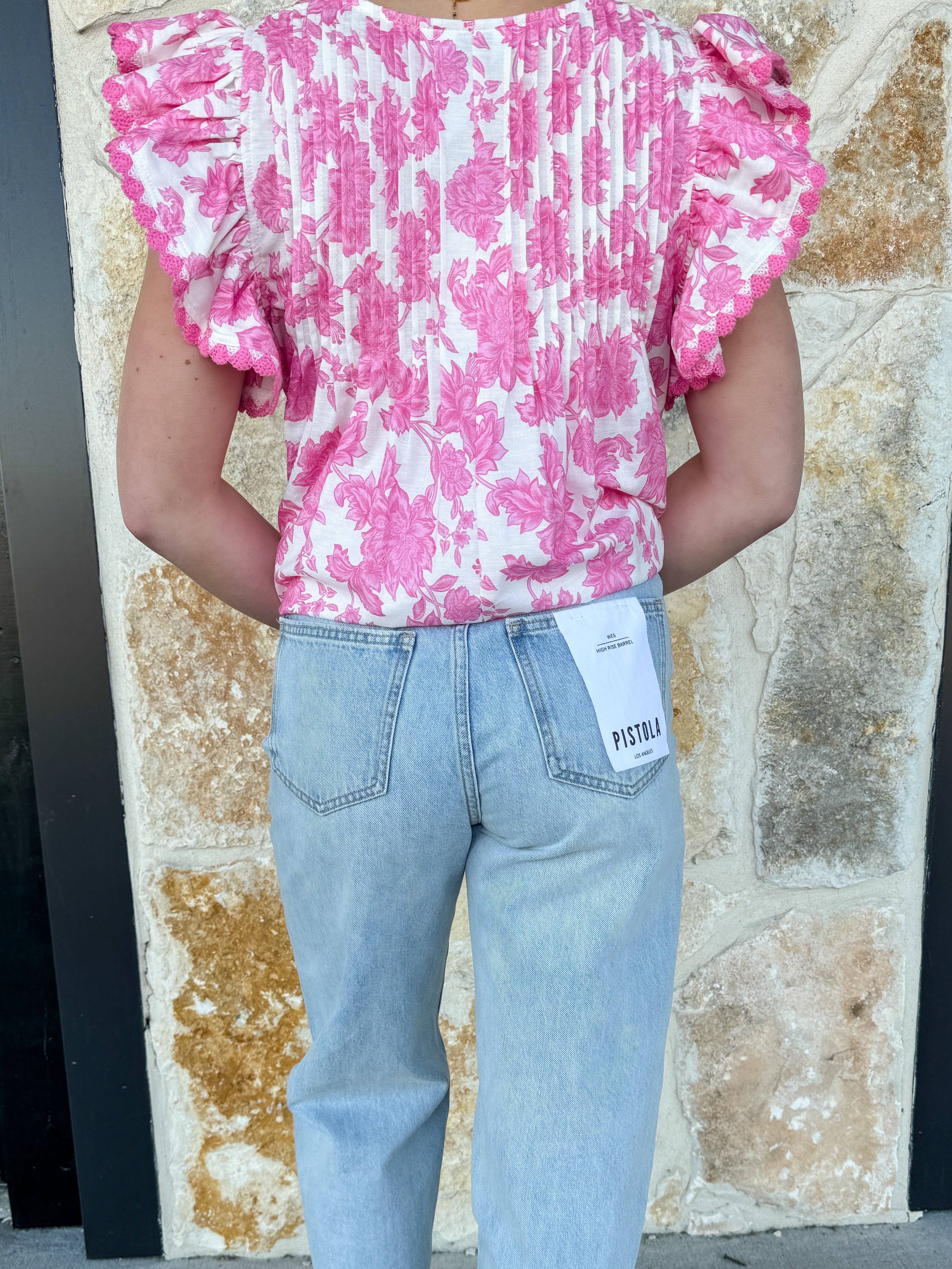 Floral Ruffle Sleeve Top