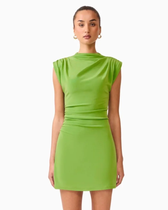 Marisol High Neck Mini Dress- Green