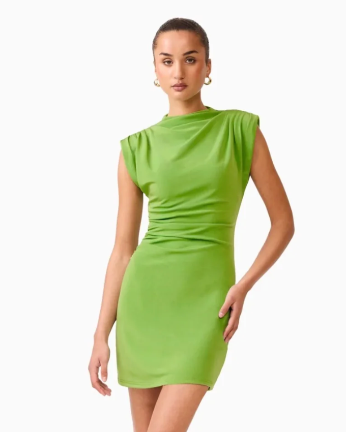 Marisol High Neck Mini Dress- Green