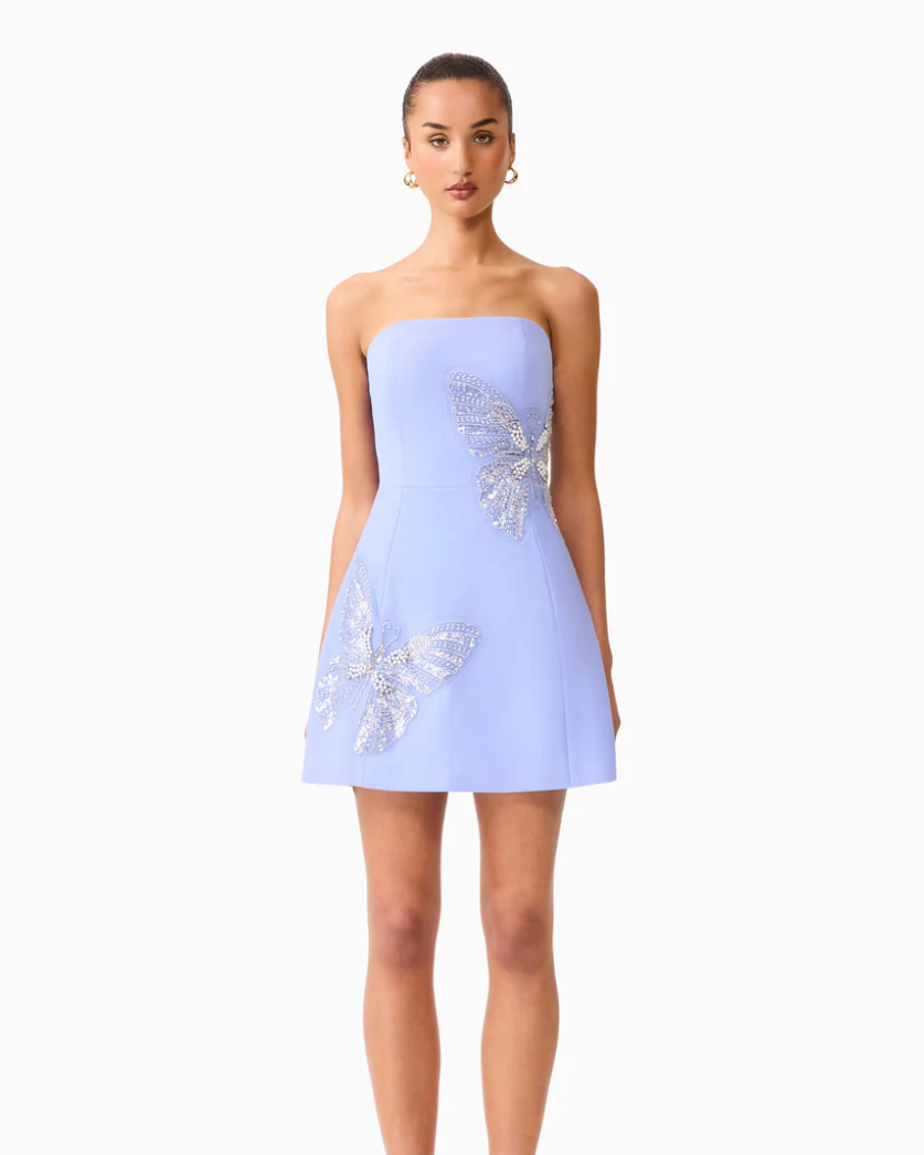 Mira Strapless Mini Dress- Light Blue