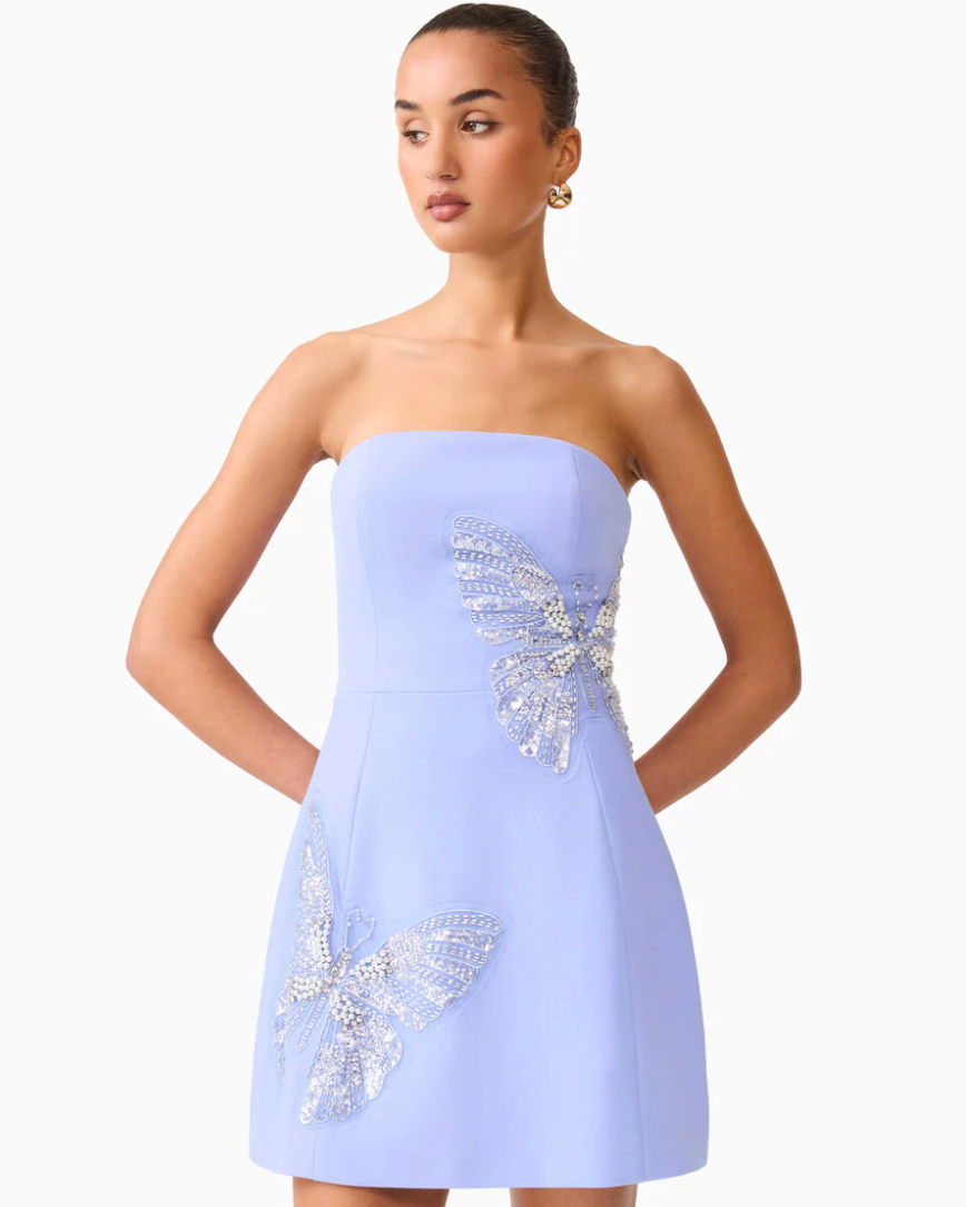 Mira Strapless Mini Dress- Light Blue