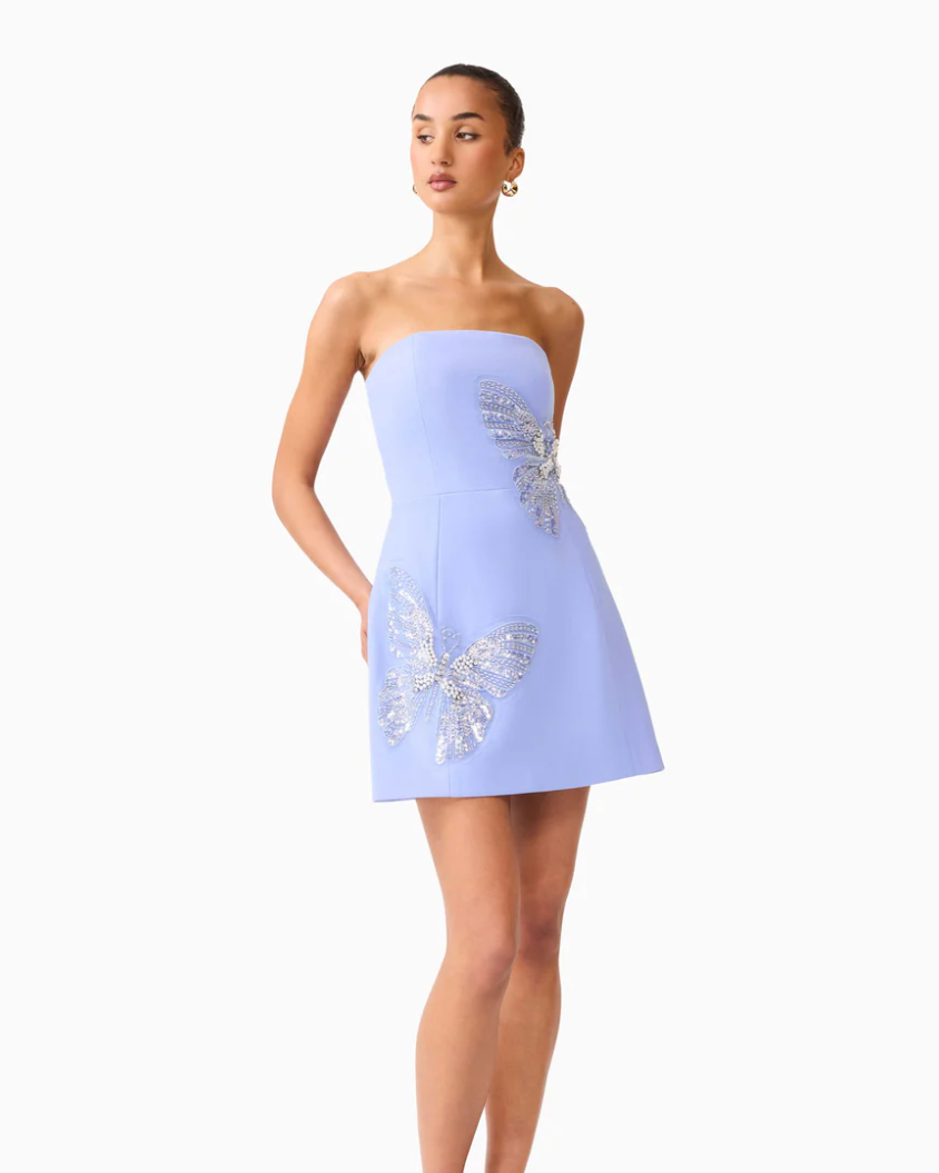 Mira Strapless Mini Dress- Light Blue